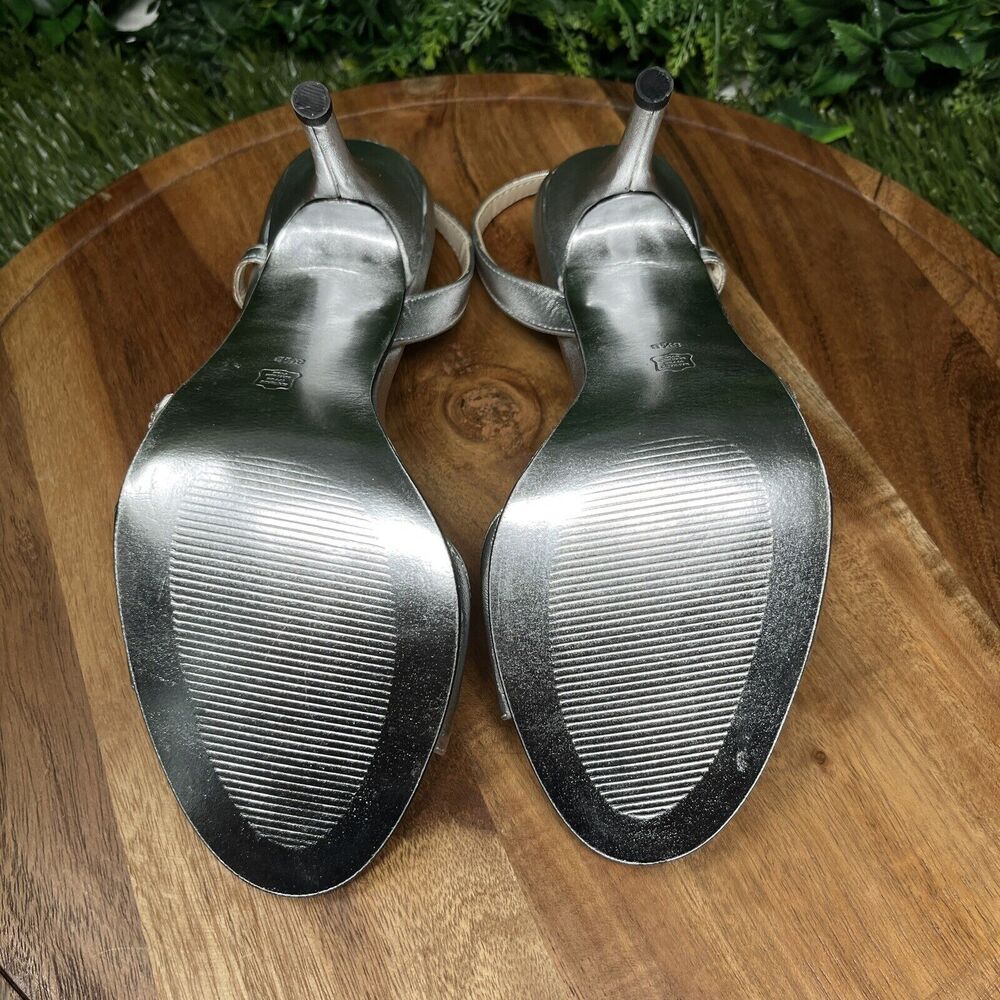 E! Live‎ From The Red Carpet Heels Women’s 8.5 Silver Dress Bridal Sandals 1662 - Picture 15 of 16